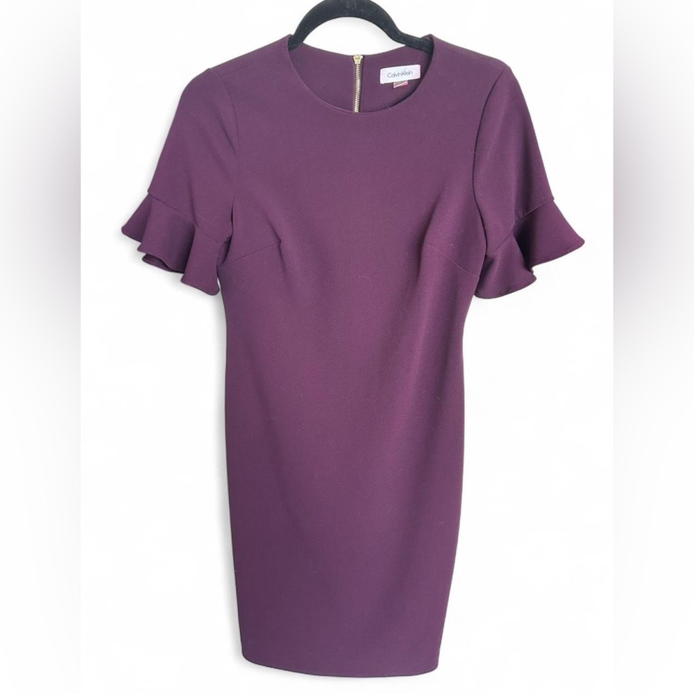 Purple Ruffle Sleeve Calvin Klein Dress